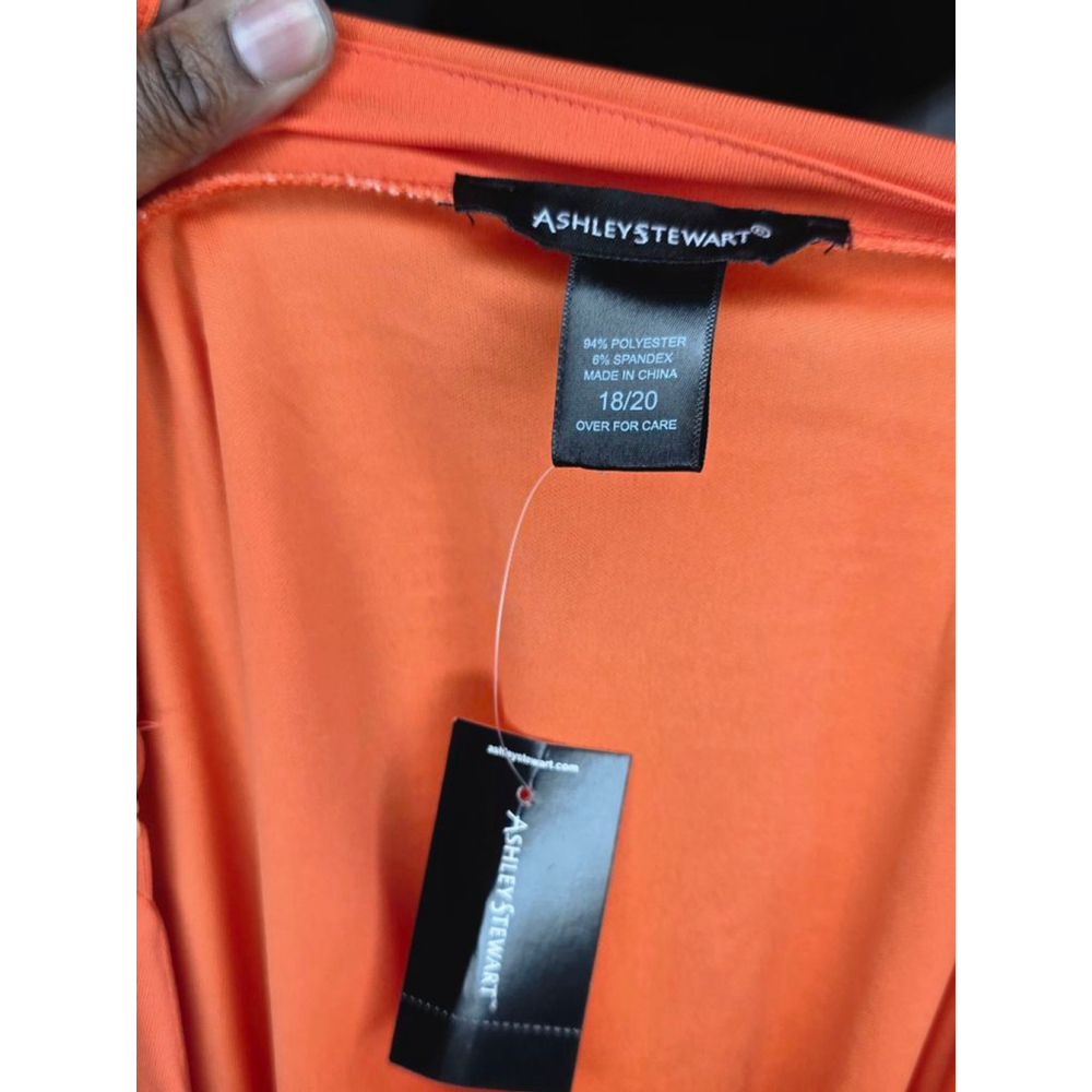 Ashley Stewart Orange & White Mesh Tunic Top Women’s Plus Size 18/20 - Picture 4 of 5